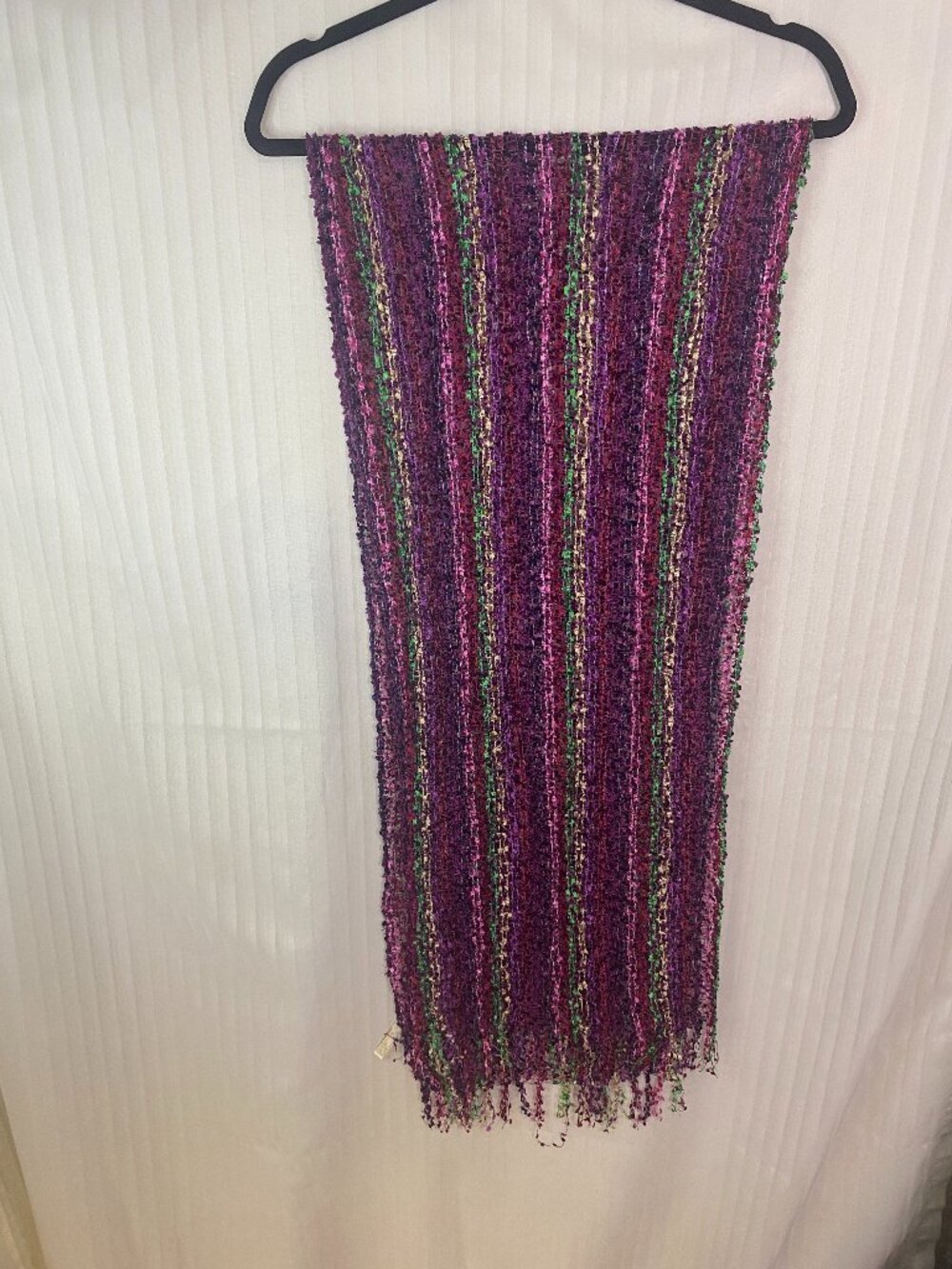 Collection Eighteen Multicolor Textured Fringe Scarf Wrap Purple Pink Green